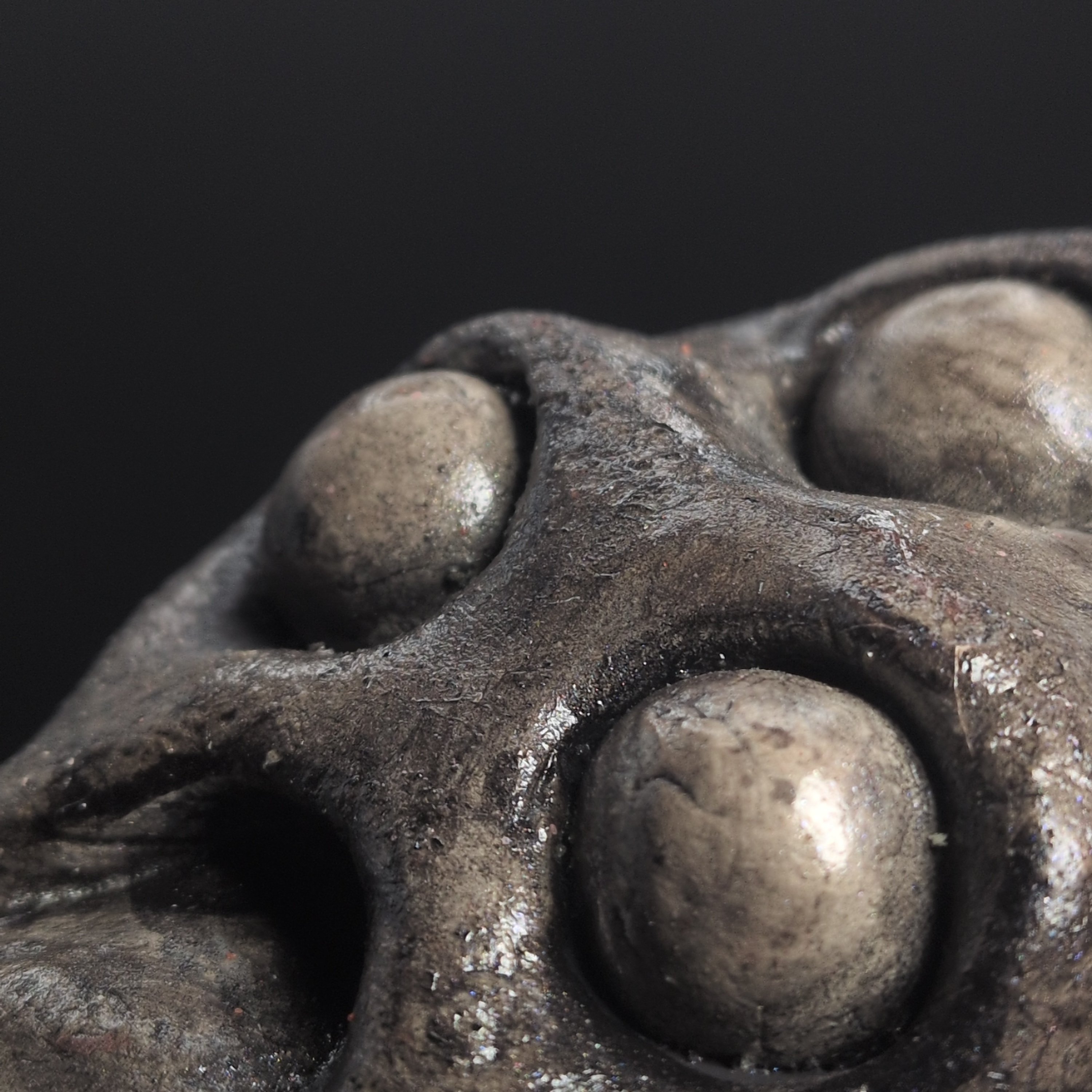 THREE-EYED SKULL - Handmade Japanese Yokai Effigy, Graphite, The Unsleeping - Image 12