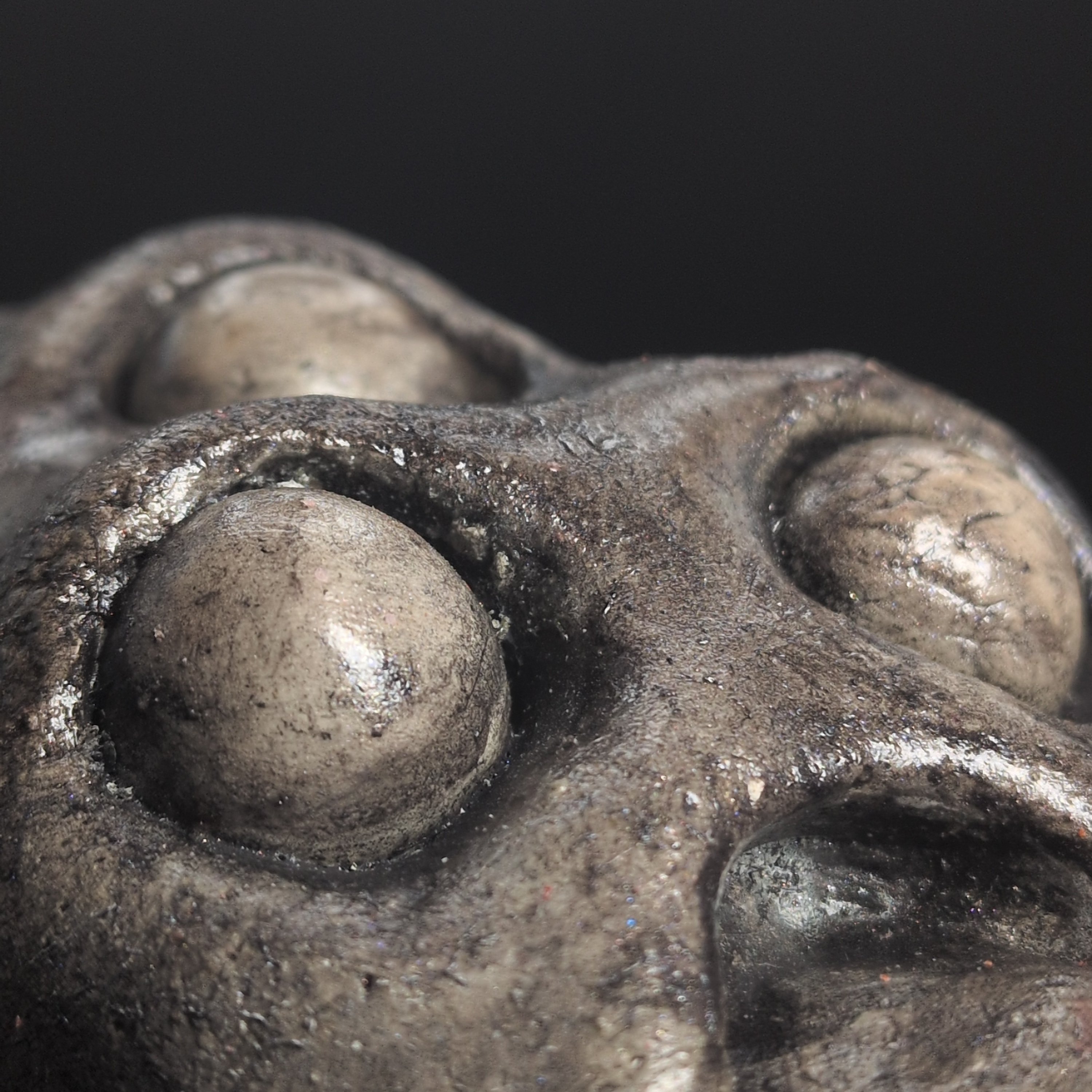 THREE-EYED SKULL - Handmade Japanese Yokai Effigy, Graphite, The Unsleeping - Image 11