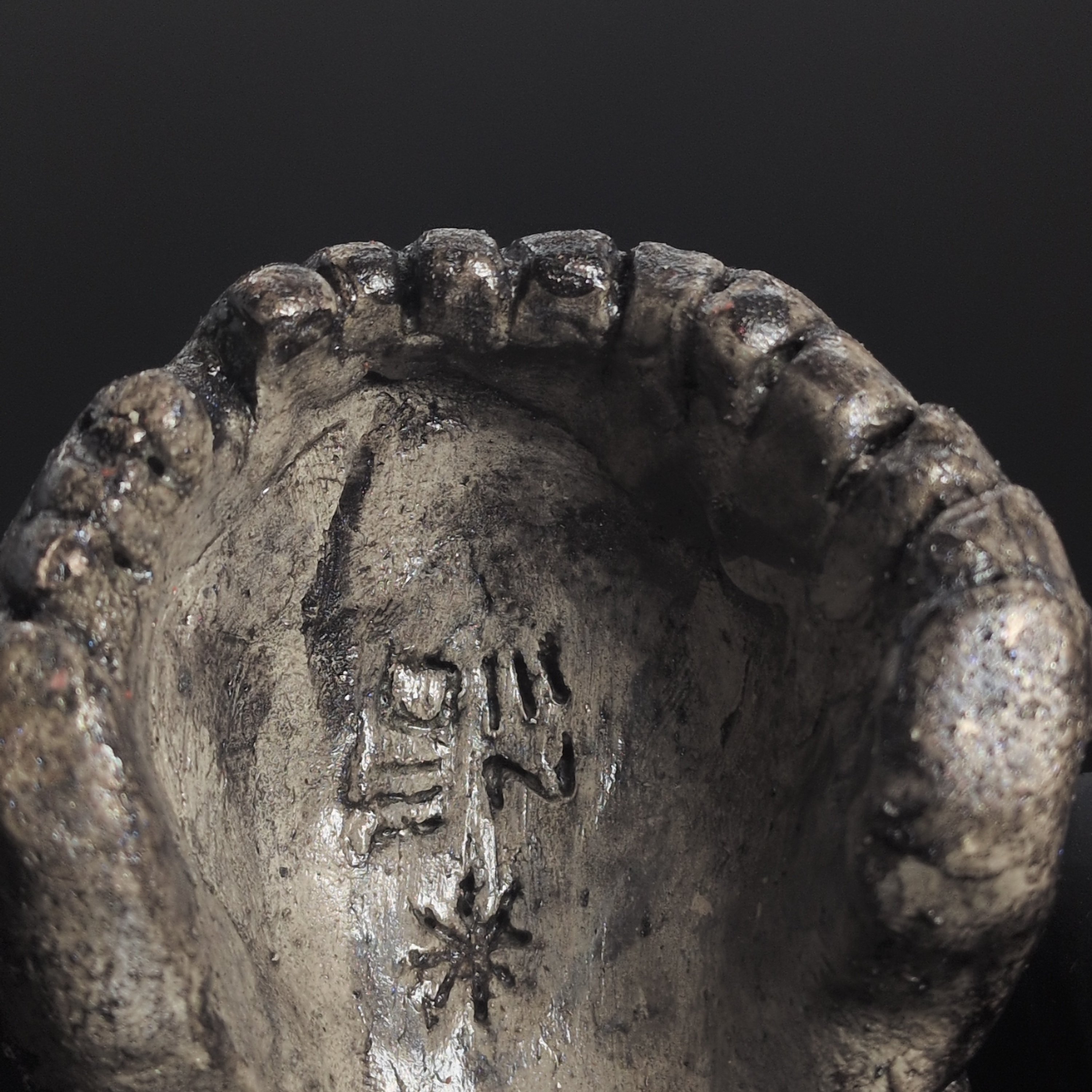 THREE-EYED SKULL - Handmade Japanese Yokai Effigy, Graphite, The Unsleeping - Image 9