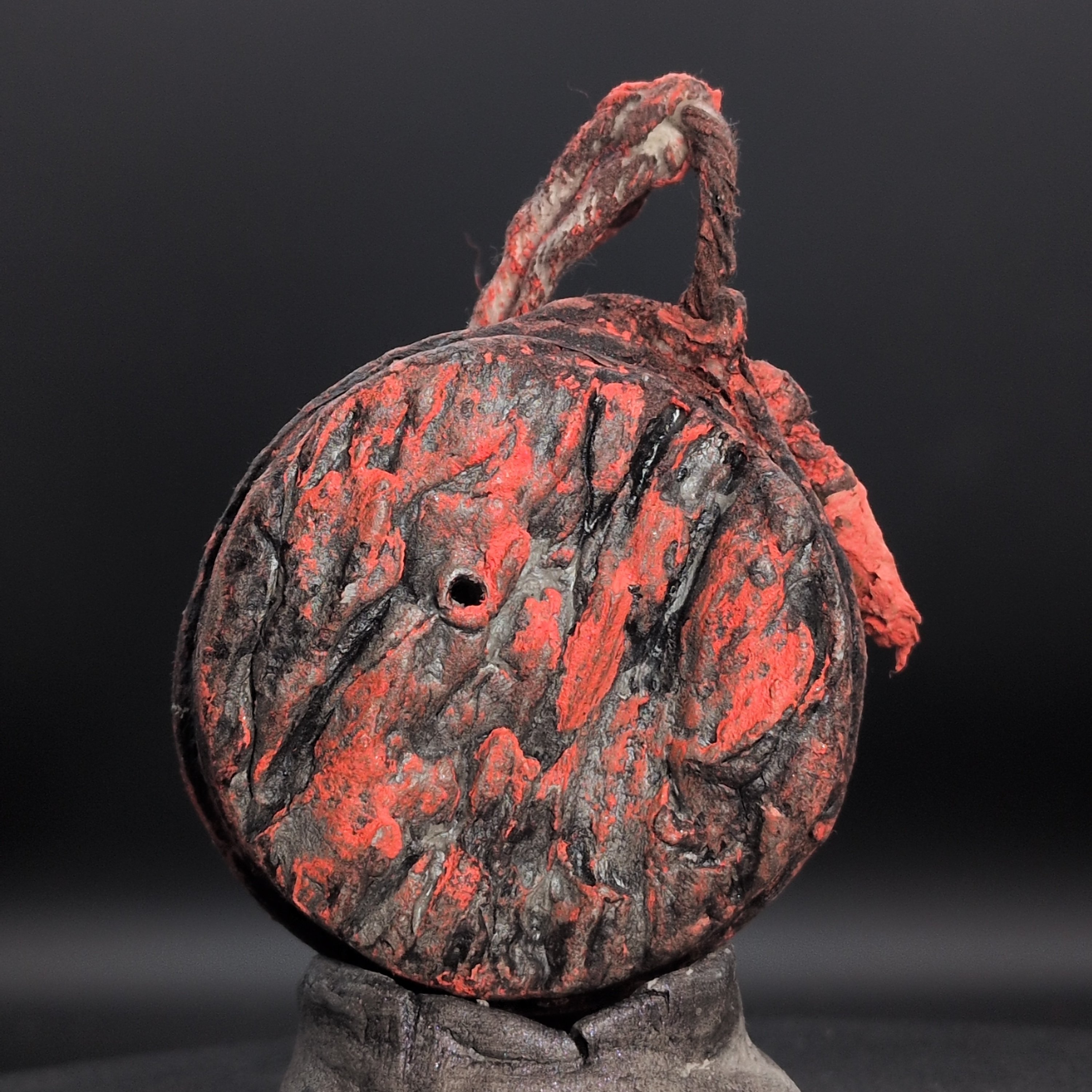 SPIRIT VESSEL - Handmade Japanese Yorishiro, Red and Charcoal, Emberhusk, Medium - Image 2