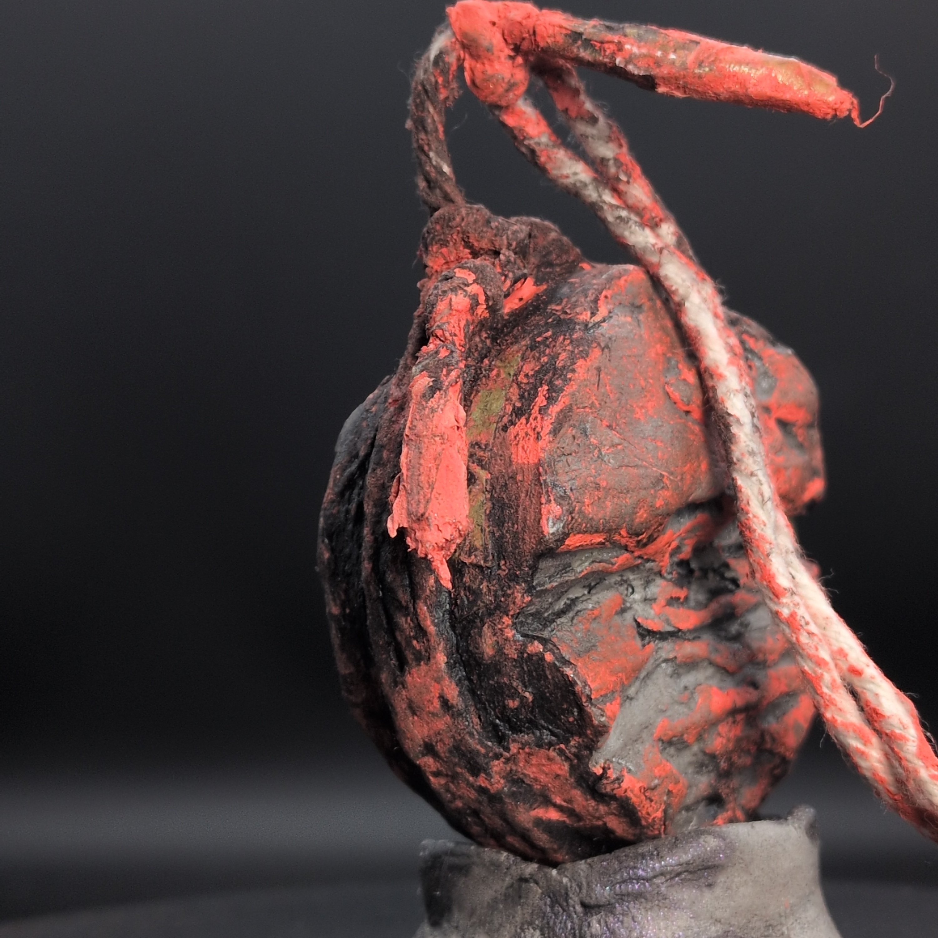 SPIRIT VESSEL - Handmade Japanese Yorishiro, Red and Charcoal, Emberhusk, Medium - Image 6
