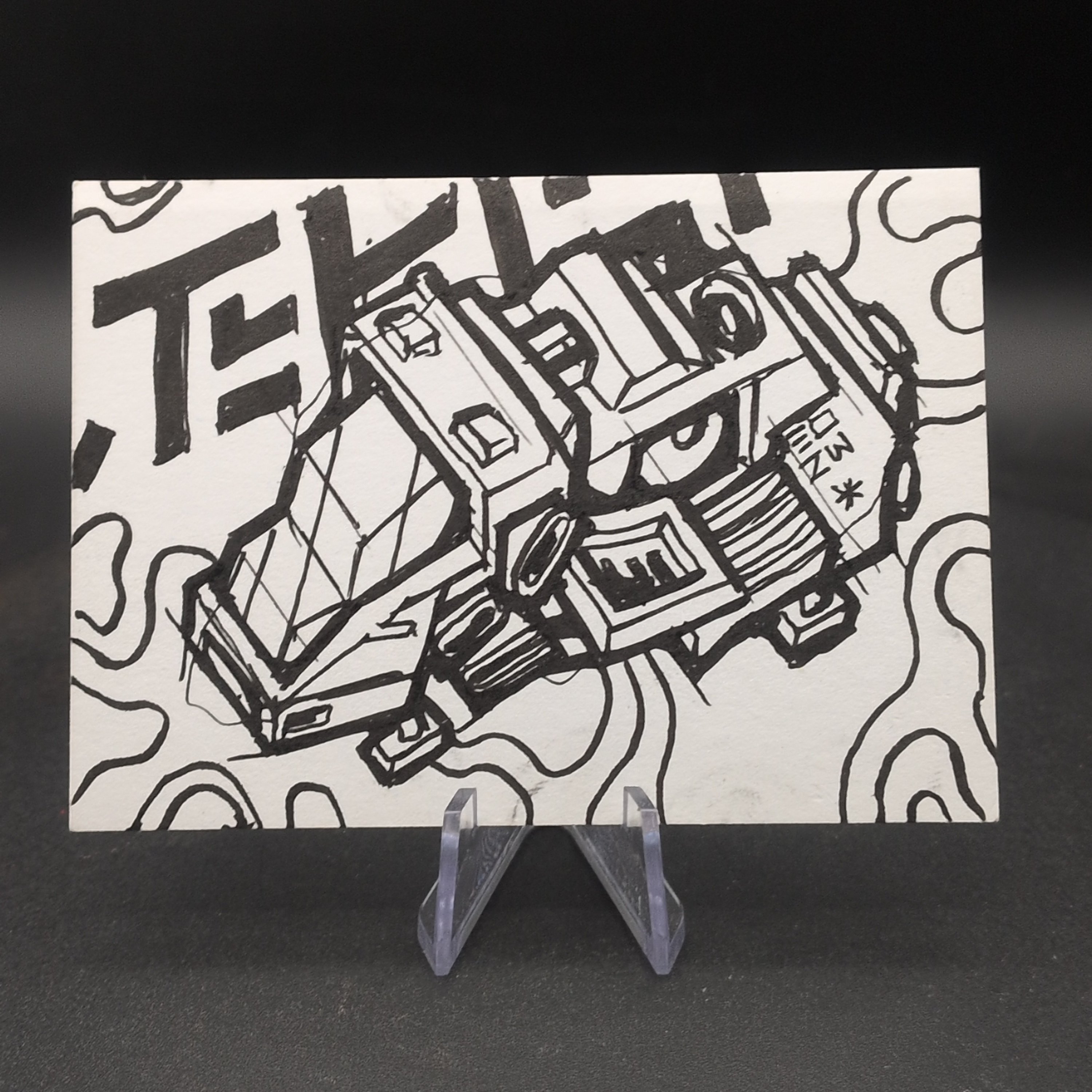 Cyberpunk Hovership ACEO, Original Pen Drawing, 6.3x8.9cm (#2 of 4)