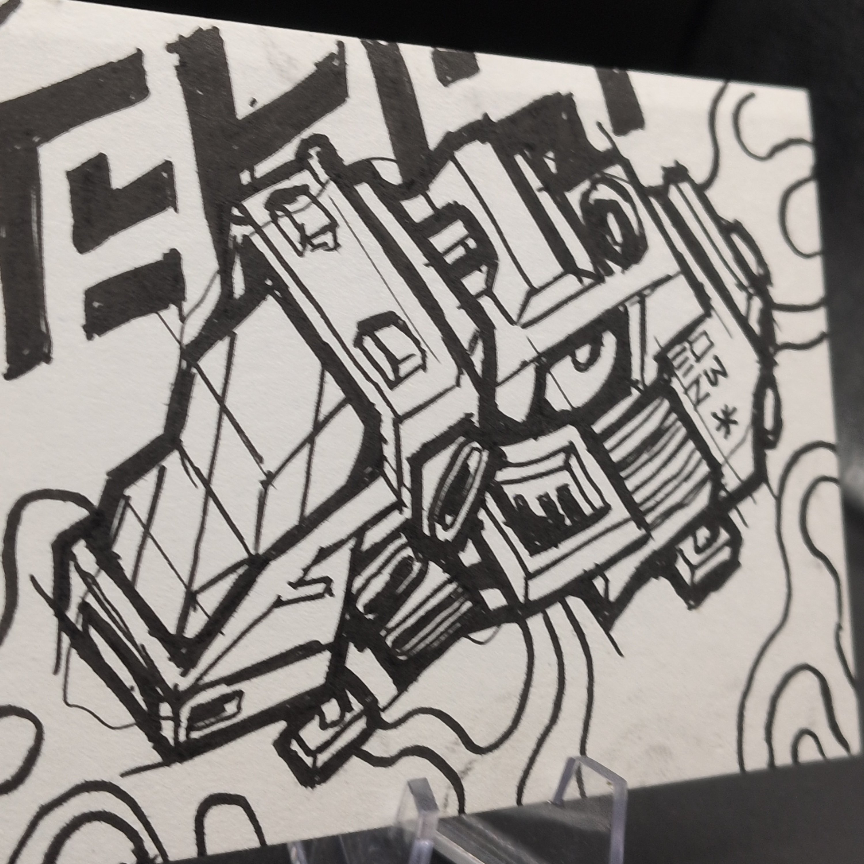 Cyberpunk Hovership ACEO, Original Pen Drawing, 6.3x8.9cm (#2 of 4) - Image 2