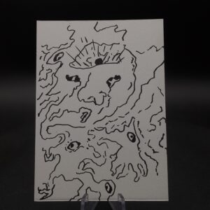 Yokai Visage ACEO, Original Pen Drawing, Black and White, 6.3x8.9cm