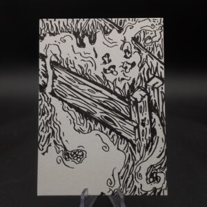 Thicket Yokai ACEO, Original Pen Drawing, Black and White, 6.3x8.9cm