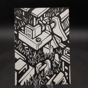 Neo-Shrine Complex ACEO, Original Pen Drawing, Black and White, 6.3x8.9cm (#1 of 4)