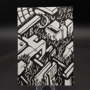 Neo-Shrine Temple ACEO, Original Pen Drawing, Black and White, 6.3x8.9cm (#2 of 4)