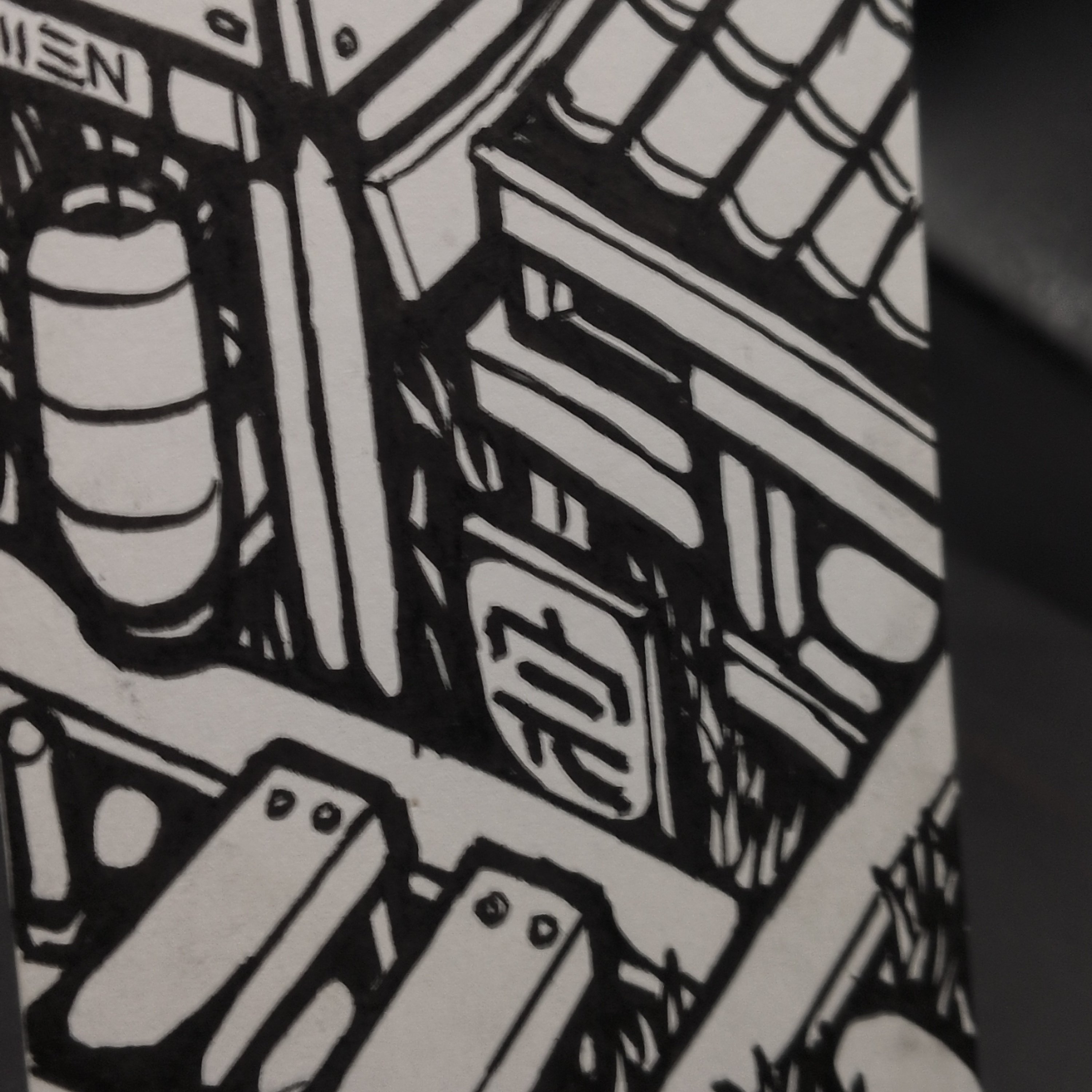 Neo-Shrine Temple ACEO, Original Pen Drawing, Black and White, 6.3x8.9cm (#4 of 4) - Image 2
