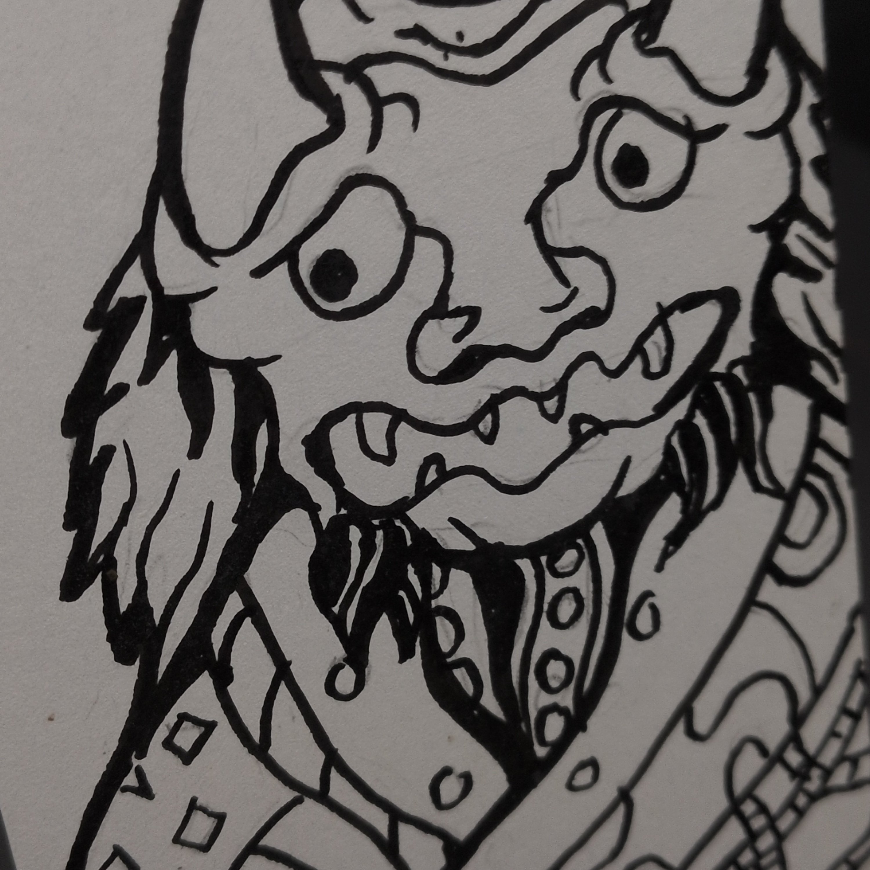 Yokai Reckoning ACEO, Original Pen Drawing, Black and White, 6.3x8.9cm (#1 of 3) - Image 2