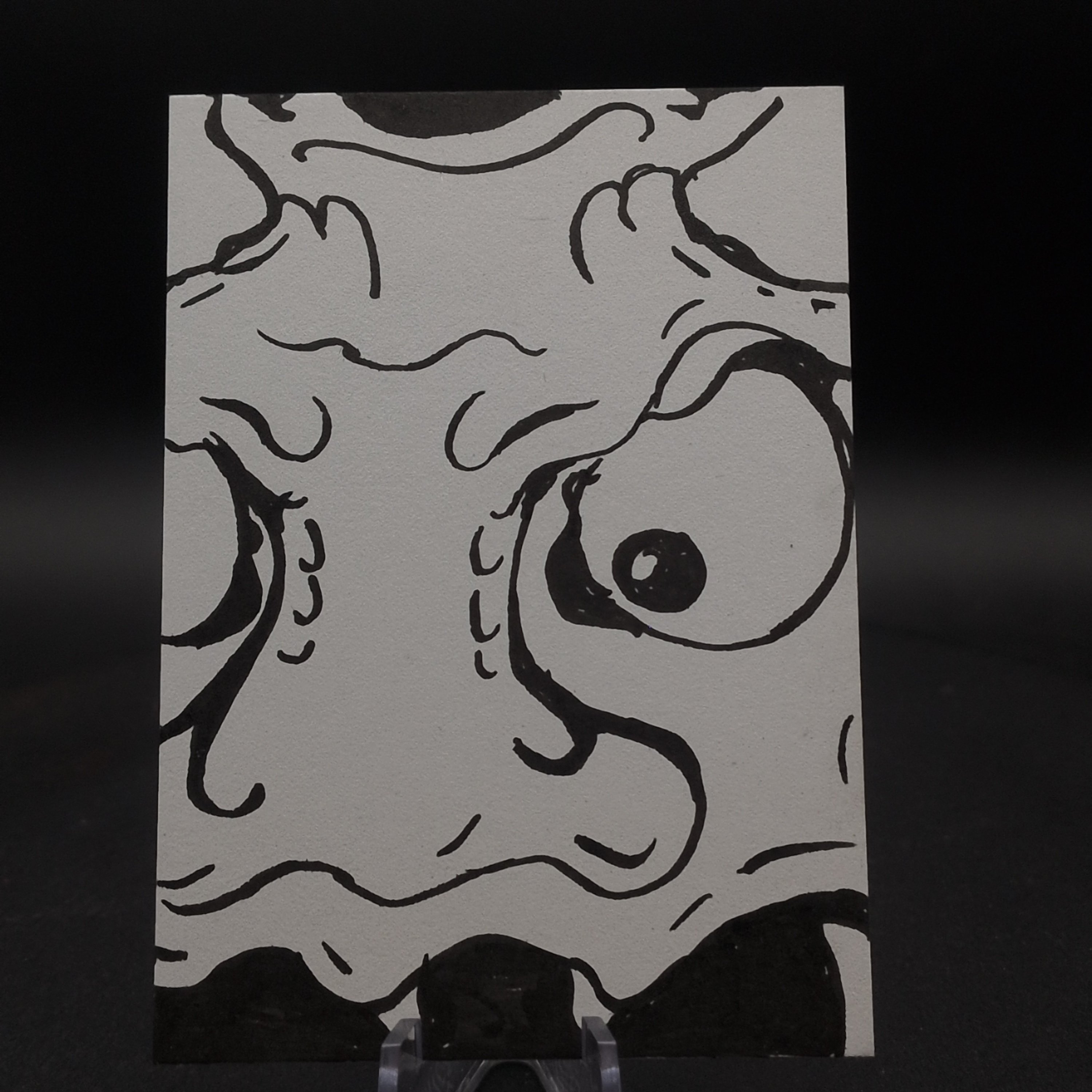 Yokai Reckoning ACEO, Original Pen Drawing, Black and White, 6.3x8.9cm (#2 of 3)