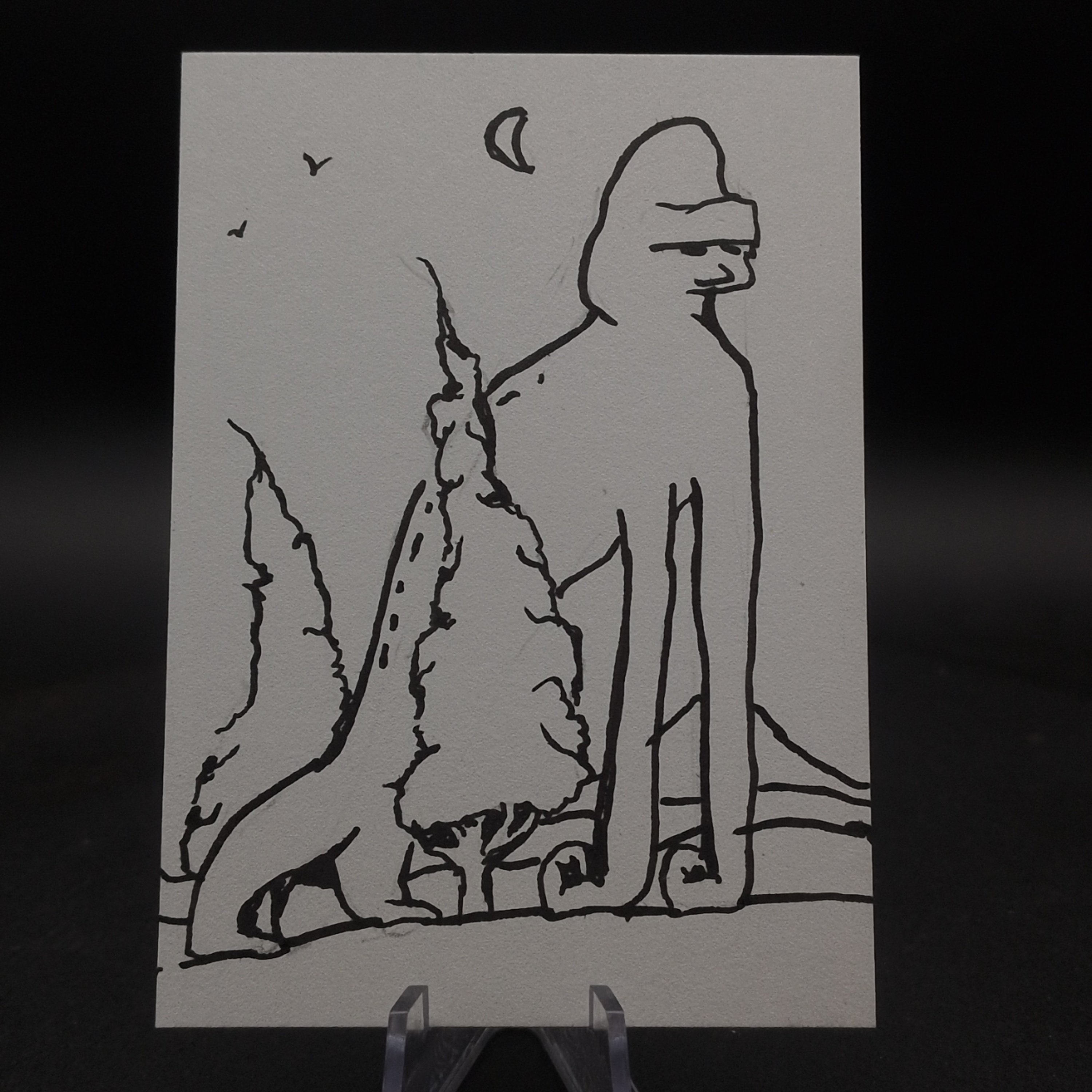 Shapeshifter Spirit ACEO, Original Pen Drawing, Black and White, 6.3x8.9cm (#1 of 3)
