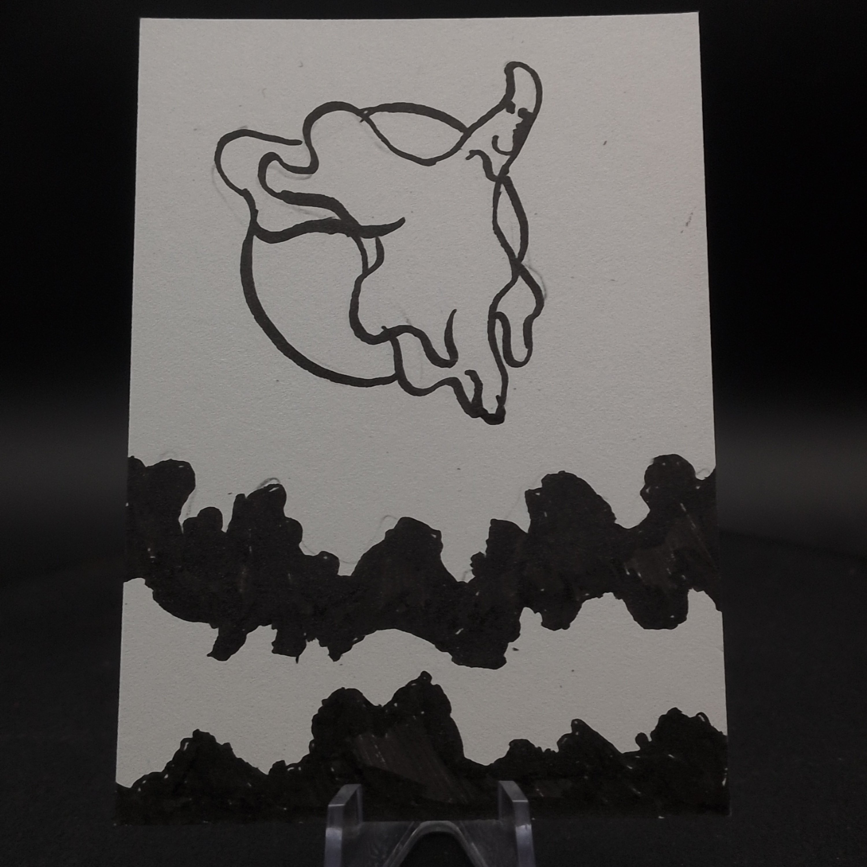 Weeping Ghost ACEO, Original Pen Drawing, Black and White, 6.3x8.9cm (#3 of 3)