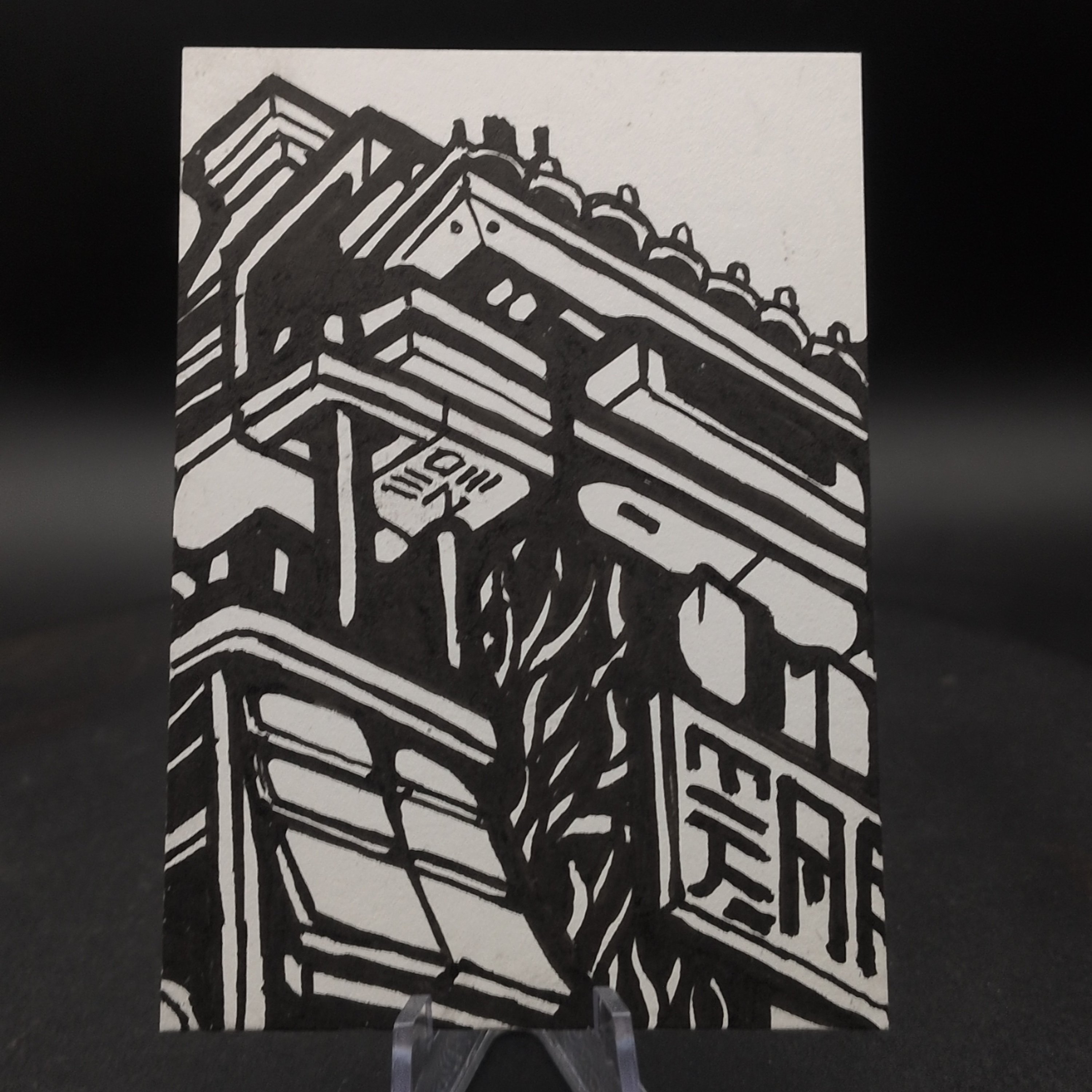 Kowloon Spire ACEO, Original Pen Drawing, Black and White, 6.3x8.9cm (#3 of 3)