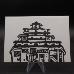 Ashwick Pagoda ACEO, Original Pen Drawing, Black and White, 6.3x8.9cm