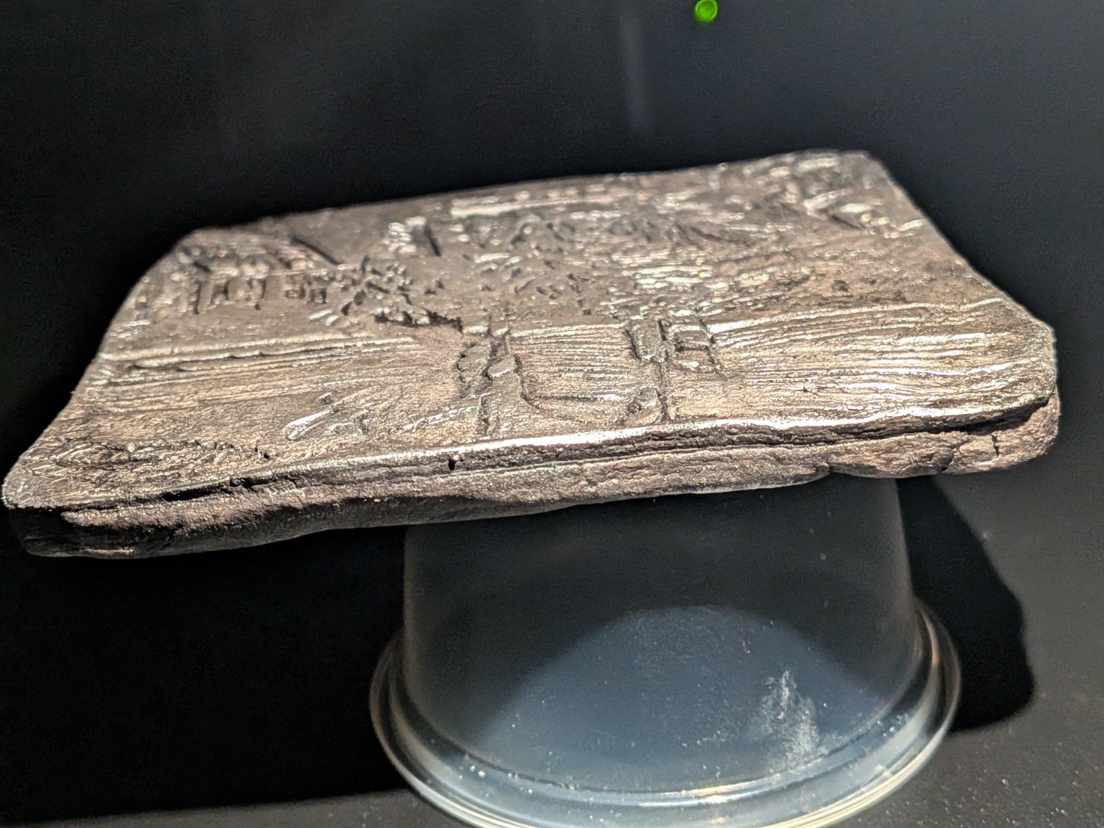 Clay Wall Relief Waterfall Through Cityscape, Japanese Cyberpunk Art Tile, Silver Finish, 10x10cm, Metro Falls - Image 23